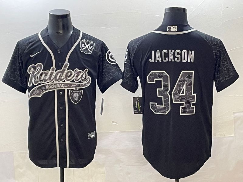 Men 2025 Oakland Raiders 34 Jackson Black Joint Name Nike Limited NFL Jersey style 2